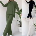 thumbnail image 1 of Jinhomg Fall Winter Lounge Sets for Women Soft Cozy Knit Pajamas Casual Solid Long Sleeve Turtleneck Pullover with Straight Leg Pants Summer Saving Beige XXL, 1 of 8