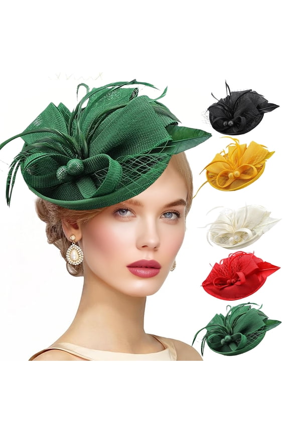Fascinator Tea Party Hat Women 2026 Mesh Derby Hat for Women Tulle Flower Hats for Kentucky Derby, Cocktail, Wedding, Fancy Party,Red