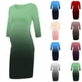 thumbnail image 1 of Jinhomg Fashion Pregnancy Dress for Women 3/4 Sleeve Gradient Color Bodycon Dress Slim Fit Comfy Crew Neck Midi Maternity Dresses Spring Saving Today Watermelon Red L, 1 of 5