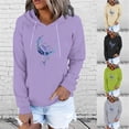 thumbnail image 1 of Jinhomg Fashion Print Sweatshirts for Women Casual Comfy Long Sleeve Drawstring Hoodies Fall Lightweight Thin Fleece Pullovers with Kangaroo Pocket Spring Saving Today Black XXL, 1 of 9