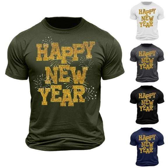 Jinhomg Fashion Shirts for Men Novelty Funny 2025 Letter Print T-Shirts Lightweight Comfy Short Sleeve Crew Neck Tees Casual Spring Summer Tops Winter Saving Black L