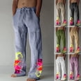 thumbnail image 1 of Jinhomg Fashion Summer Pants for Men 2025 Funny Tie Dye Print Casual Pant Lightweight Comfy Elastic Drawstring Waist Trousers with Pockets Sales Today M, 1 of 8