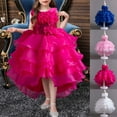 thumbnail image 1 of Jinhomg Fashion Wedding Dress for Kid Elegant Bowtie Sequin Princess Dresses Dressy Casual Solid Tiered Maxi Dress Party Bridesmaid Dresses White 150, 1 of 10