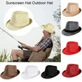 thumbnail image 1 of Jinhomg Fedora Hat for Men Vintage Style Panama Trilby Hats Lightweight Comfy UV Protection Summer Sun Hat Male Outdoor Fishing Cap 90% off Clearance Sale Khaki, 1 of 3