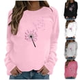 thumbnail image 1 of Jinhomg Fight Breast Cancer T Shirt for Women Cute Ribbon Dandelion Print Pullovers Inspirational Long Sleeve Holiday Tops Fall Dressy Casual Drop Shoulder Tees Black L, 1 of 5