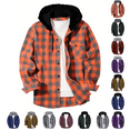 thumbnail image 1 of Jinhomg Flannel Shirt for Men Plaid Button Down Hoodie Casual Long Sleeve Shirts Lightweight Hooded Shirt Jacket with Pockets Gray,S, 1 of 6