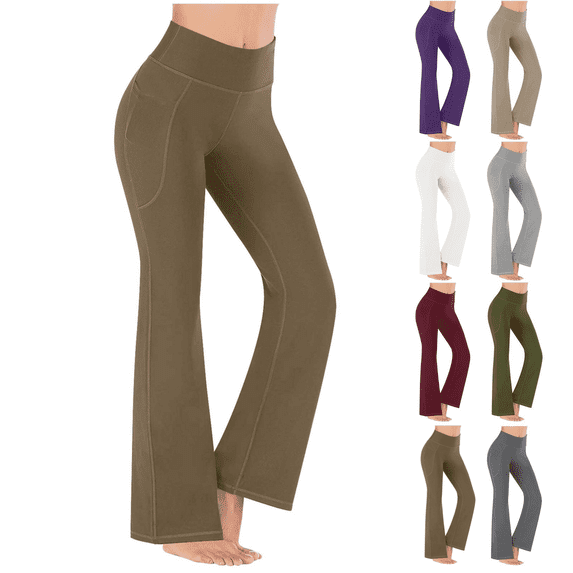 Jinhomg Fleece Lined Flare Leggings for Women High Wasit Bootcut Yoga Pants Bootleg Pants Winter Warm Workout Leggings Green,XL
