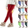 thumbnail image 1 of Jinhomg Fleece Lined Leggings Kids Winter Thick Thermal Tights for Girls Elastic Wasit Full Length Pants Red (3-12 Years), 1 of 7