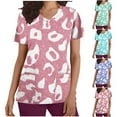 thumbnail image 1 of Jinhomg Floral Scrubs for Women Soft Stretchy Short Sleeve V-Neck Medical Uniform Ladies Cute Nurse Shirt with Two Pockets Holiday Sales Light Blue S, 1 of 6