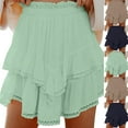 thumbnail image 1 of Jinhomg Flowy Skirts for Women Cute Ruffle Layered Mini Skirts Casual High Waist Boho Skirt Lightweight Summer Swing Beach Skirt Mint Green XL, 1 of 6