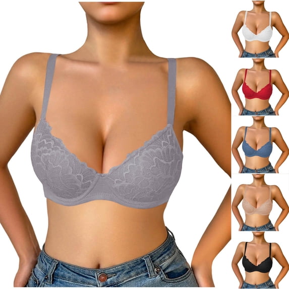 Jinhomg Front Closure Bras for Women Soft Touch Casual Outfits Wirefree Bralette No Print Pullover Style for Everyday Casual Wear, Smooth Under Tops, for Light Activity Red M