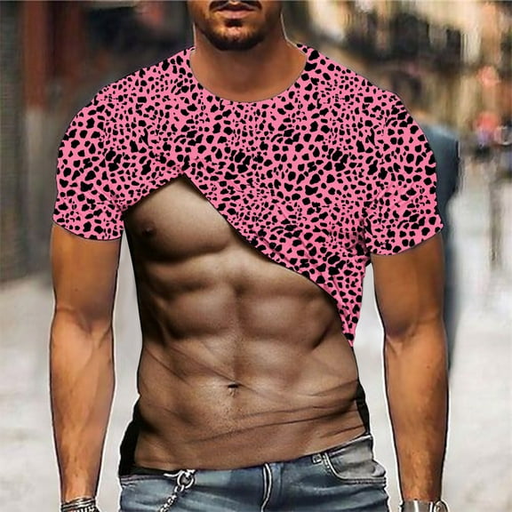 Jinhomg Funny T-Shirt for Men 2025 Novelty 3D Print Muscle Tops Lightweight Comfy Short Sleeve Crew Neck Tees Trendy Holiday Party T Shirts Deal of The Day Prime Today Green XXXL