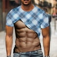 thumbnail image 1 of Jinhomg Funny T-Shirt for Men 2025 Novelty 3D Print Muscle Tops Lightweight Comfy Short Sleeve Crew Neck Tees Trendy Holiday Party T Shirts Blue XXXL, 1 of 5