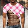 thumbnail image 1 of Jinhomg Funny T-Shirt for Men 2025 Novelty 3D Print Muscle Tops Lightweight Comfy Short Sleeve Crew Neck Tees Trendy Holiday Party T Shirts Pink L, 1 of 5