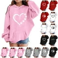 thumbnail image 1 of Jinhomg Girl Lightweight Hoodies Valentine's Day Love Heart Print Pullover 2025 Oversized Comfy Long Sleeve Hooded Sweatshirt Cute Holiday Gifts Spring Saving White 9 Years, 1 of 4