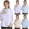 thumbnail image 1 of Jinhomg Girl Sun Protection jacket Long Sleeve Zipper Hoodie Rash Guard Fishing Hiking UV Protection Outerwear with Pockets Beige,10-11 Years, 1 of 7