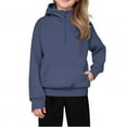 thumbnail image 1 of Jinhomg Girls 1/4 Zip Up Hoodie Casual Solid Color Long Sleeve Hooded Pullover Lightweight Hoodies Sweatshirts with Thumb Hole Navy,5-6 Years, 1 of 6