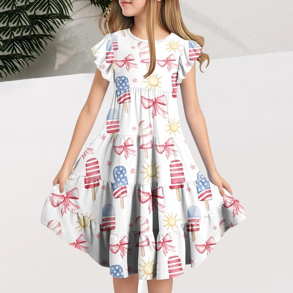 Jinhomg Girls A Line Dress Cute Floral Print Midi Tank Dresses Flowy Swing Sleeveless Crew Neck Sundress Casual Summer Daily Wear White 14 Years