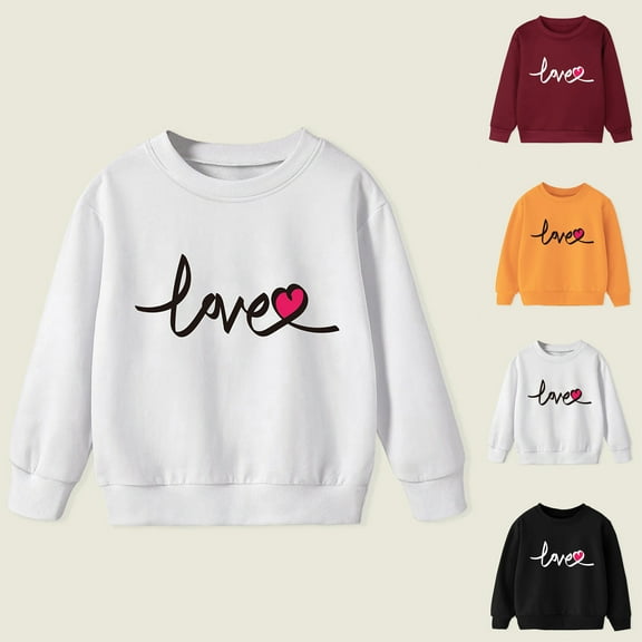 Jinhomg Girls Boys Crewneck Sweatshirt Trendy Letter Graphic Hoodies Lightweight Comfy Toddler Kids Tops Spring Saving Today White 8 Years