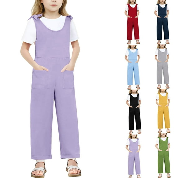 Jinhomg Girls Boys Overalls Loose Fit Comfy Spaghetti Straps Jumpsuits Lightweight Casual Summer Bib Overalls Toddler Kids Daily Wear Sales Today Clearance Black 7 Years