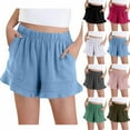 thumbnail image 1 of Jinhomg Girls Casual Shorts Cute Ruffle Hem Summer Shorts Lightweight Elastic Waist Wide Leg Beach Short Pants with Pockets Army Green 110, 1 of 8