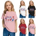 thumbnail image 1 of Jinhomg Girls Holiday Tops Novelty America Flag Patriotic Tees Fourth of July Themed Short Sleeve T-Shirts Toddler Kids 2025 Party Costumes Red 5 Years, 1 of 9