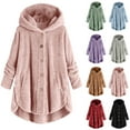 thumbnail image 1 of Jinhomg Girls Hoodies Plus Size Fleece Sherpa Hoodie Full Zip Up Cozy Button Hooded Jacket Trendy Kids Winter Fuzzy Clothes 9-10 Years, 1 of 6
