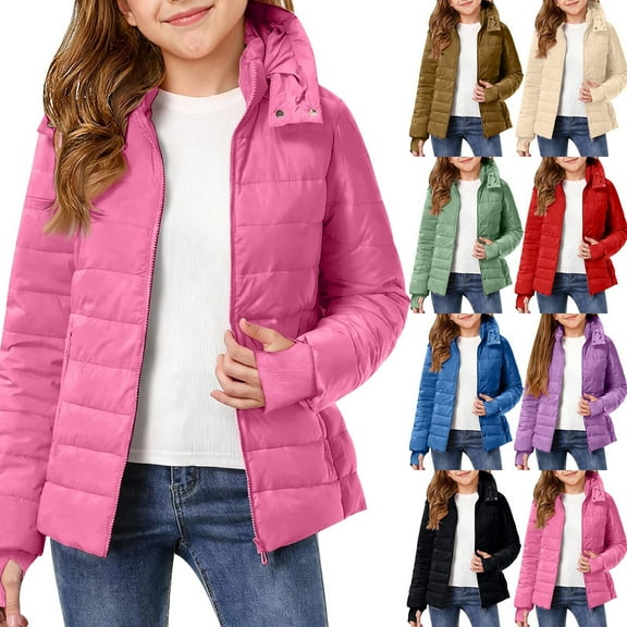 Jinhomg Girls Lightweight Puffer Jacket Thicken Winter Warm Quilted Down Coats Packable Fashion Coats Outerwear for Outdoor Activities