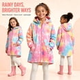 thumbnail image 1 of Jinhomg Girls Rain Jackets Waterproof Hooded Fleece Lined Raincoats Print Water-Resistant Lightweight Windbreakers for Kids 10 Years, 1 of 6