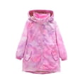 thumbnail image 1 of Jinhomg Girls Rain Jackets Waterproof Hooded Fleece Lined Raincoats Print Water-Resistant Lightweight Windbreakers for Kids 12 Years, 1 of 6