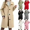 thumbnail image 1 of Jinhomg Girls Single Breasted Trench Coat Mid-Long Lapel Collar Pea Coat Wool Trench Overcoat Kids Winter Jackets Outerwear With Pockets, 1 of 7