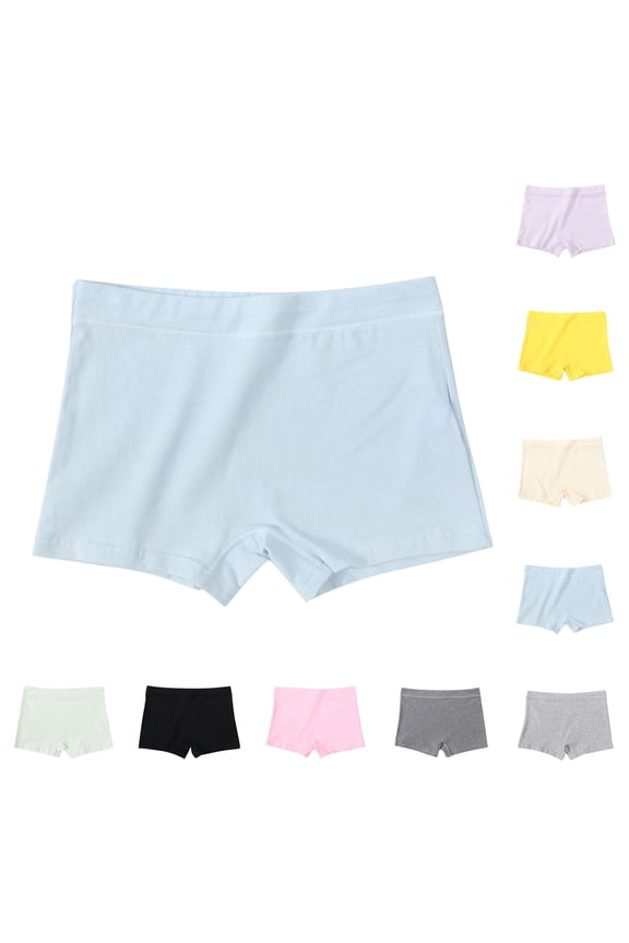 Girls' Student Underwear Kids Mid Waist Flat Angle Panties Casual Solid Color Four Cornered Briefs Base Shorts Pink,10-11Years