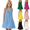thumbnail image 1 of Jinhomg Girls Summer Dresses Ruffle Tiered Sleeveless Tank Dress Kids Casual Loose Crewneck Beach Sundress Swim Coverups for Girls 4-14 Years Pink, 1 of 8