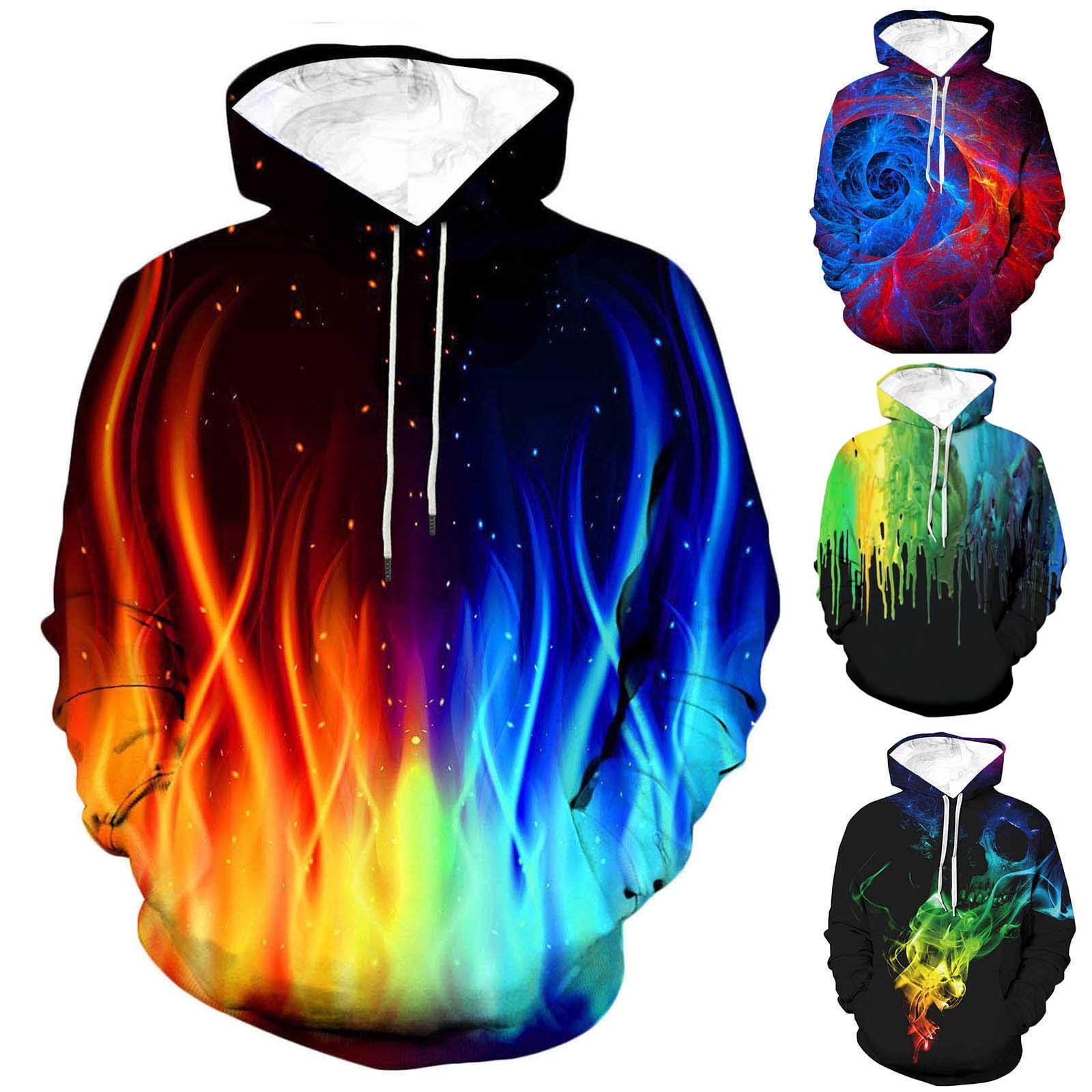 ANALUKE Print Pocket Drawstring Pullover Hoodie