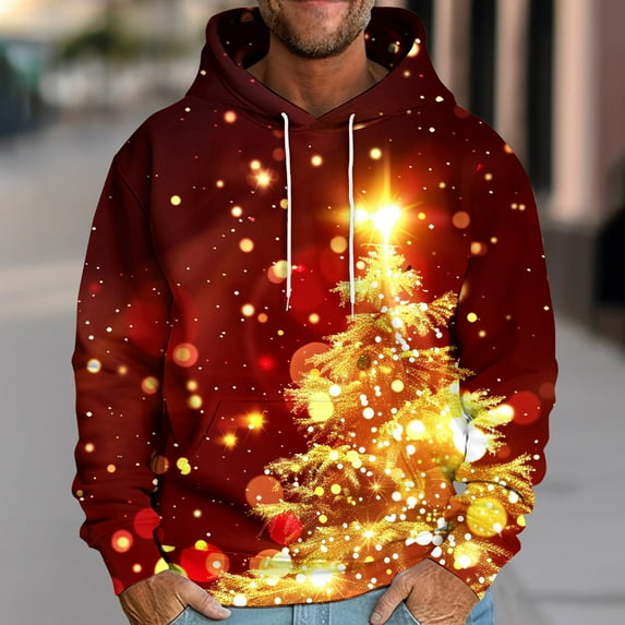 Jinhomg Graphic Hoodies for Men with Kangaroo Pocket Pullover Hooded Sweatshirt, Perfect for Daily Wear, Travel, and Home Multicolor,L