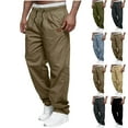 thumbnail image 1 of Jinhomg Gym Workout Pants for Men Big and Tall Comfy Elastic Drawstring Waist Cargo Pants Lightweight Casual Solid Straight Joggers with Pockets Holiday Saving Black M, 1 of 7