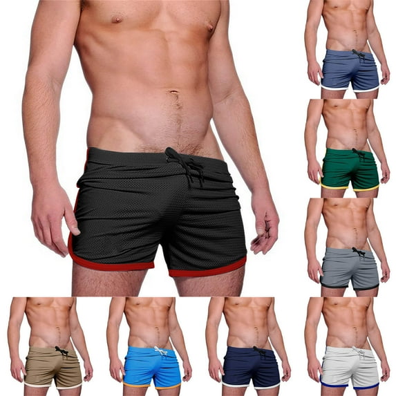 Jinhomg Gym Workout Shorts for Men Lightweight Breathable Solid Gym Shorts Casual Comfy Elastic Drawstring Waist Athletic Shorts Sportswear Khaki XXL