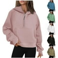 thumbnail image 1 of Jinhomg Half Zip Sweatshirts for Women Oversized Casual Solid Kangaroo Pocket Hoodies Fall Loose Fit Comfy Long Sleeve Hooded Sweatshirt White S, 1 of 6