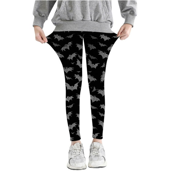Jinhomg Halloween Printed Leggings for Girls High Stretch Tights Athletic Dance Leggings Pants Toddlers Outdoor Sports Trousers Multicolor (3-8 Years)