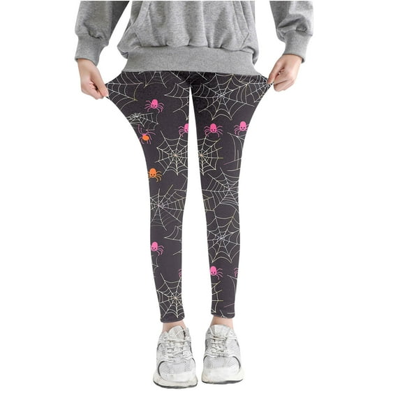 Jinhomg Halloween Printed Leggings for Girls High Stretch Tights Athletic Dance Leggings Pants Toddlers Outdoor Sports Trousers Multicolor (3-8 Years)