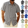 thumbnail image 1 of Jinhomg Hawaii Shirts for Men Floral Textured Button-Down Shirt Short Sleeve Summer Beach Shirts for Vacation,Resort Wear Black,M, 1 of 7