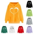 thumbnail image 1 of Jinhomg Heart Print Hooded Sweatshirt for Women Casual Loose Kangaroo Pocket Drawstring Hoodies Fall Comfy Long Sleeve Sweatshirts Daily Wear Green S, 1 of 6