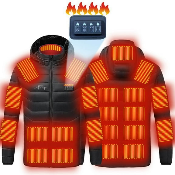 Jinhomg Heated Jackets for Men Usb Rechargeable Thermal Jacket Fall Zipper Washable Hooded Winter Coats Warm Cozy Outerwear for Daily Wear