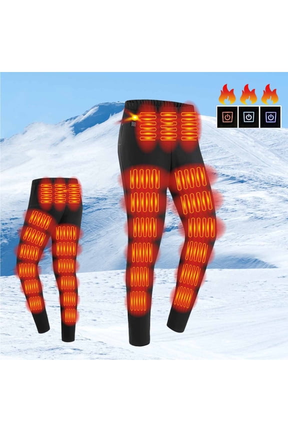 Heated Thermals Underwear for Men Women Electric USB 30 Zones Thick Heating Trousers Snow Pant Winter Warm Hunting Legging Base Layer Black,XXL
