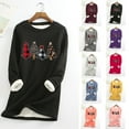 thumbnail image 1 of Jinhomg Holiday Fleece Lined Sweatshirt for Women Christmas Cute Plaid Tree Loungewear Winter Soft Comfy Long Sleeve Crewneck Tunic Tops Summer Saving Yellow XXXXL, 1 of 7