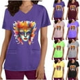 thumbnail image 1 of Jinhomg Holiday Graphic Scrubs for Women Mardi Gras Mask Graphic Tunic Tops Lightweight Carnival Themed V-Neck Caregiver Tops Nurse Gifts Wine M, 1 of 6