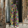 thumbnail image 1 of Jinhomg Holiday Overalls for Women 2025 Fancy Mardi Gras Themed Jumpsuits Loose One Piece Sleeveless Wide Leg Rompers with Pockets Sales Today Clearance Multicolor M, 1 of 5