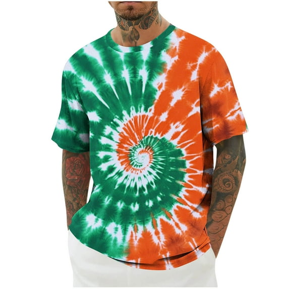 Jinhomg Holiday Party Shirt for Men Trendy St. Patrick's Day Themed T-Shirt Big and Tall Comfy Short Sleeve Crew Neck Tops Male 2025 Gifts Winter Saving Green XXXXL