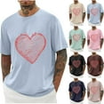 thumbnail image 1 of Jinhomg Holiday Tees for Men Simple Cute Valentine's Day Heart Print T-Shirts Big and Tall Comfy Short Sleeve Crew Neck Tops Male Holiday Gifts Beige XXXL, 1 of 4