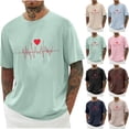 thumbnail image 1 of Jinhomg Holiday Tees for Men Simple Cute Valentine's Day Heart Print T-Shirts Big and Tall Comfy Short Sleeve Crew Neck Tops Male Holiday Gifts Pink M, 1 of 4